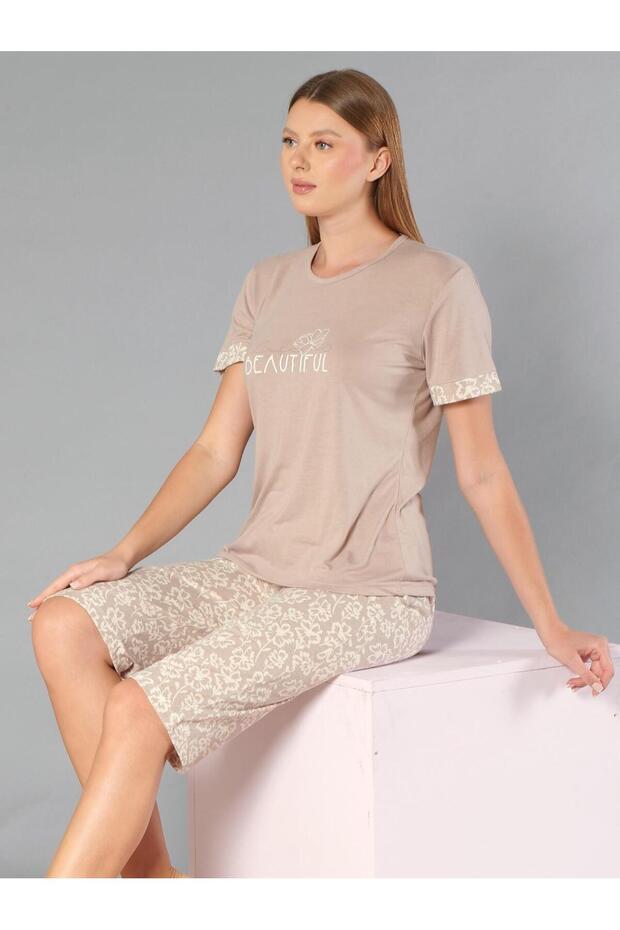 Short Sleeved Capri Suit Summer Viscose Fabric Comfortable and Lightweight Viscose 07-12