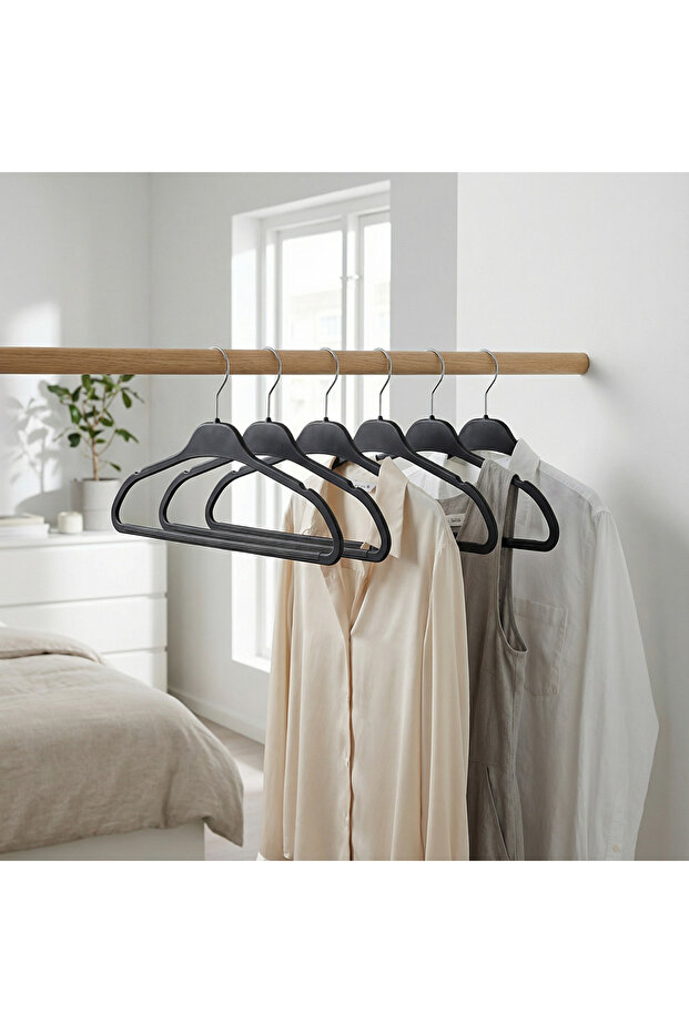 6 Lı Soft Touch Askı Sıyah - 3