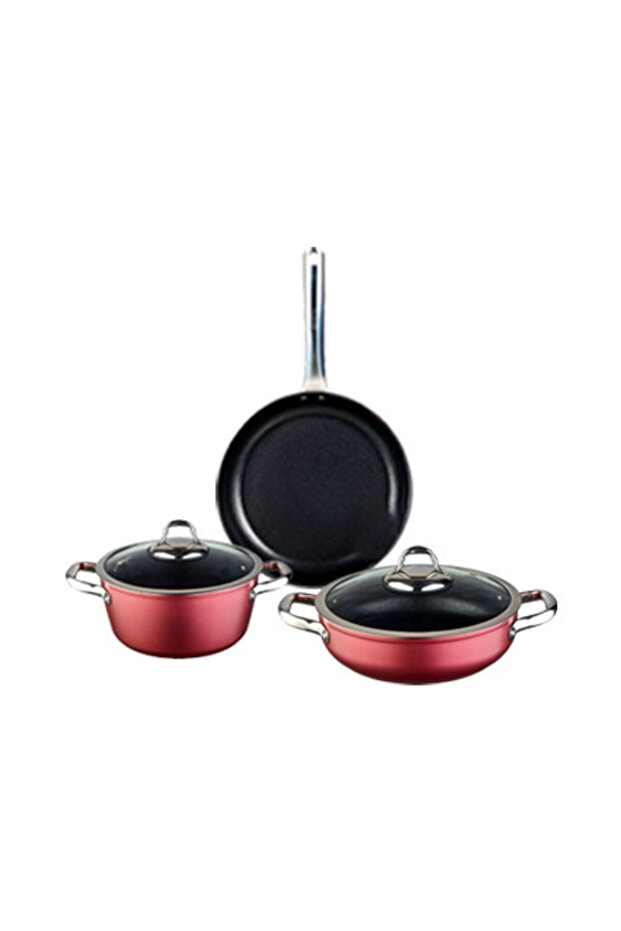 Master Daily Titanium Cookware Set 5 Pieces Red