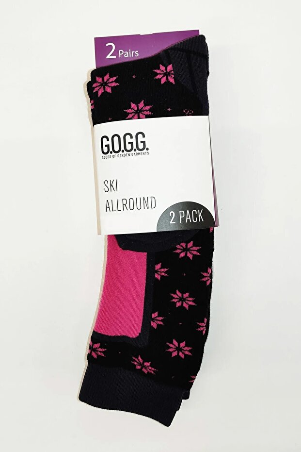 Gogg Knee-High Towel Sole Snowflake Pattern Set of 2 Women's Ski Socks