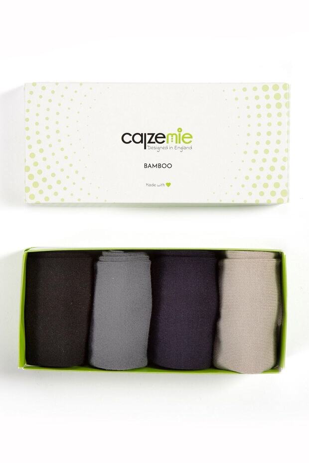 Men's 4-Piece Double Layer Bamboo Classic Plain Socks