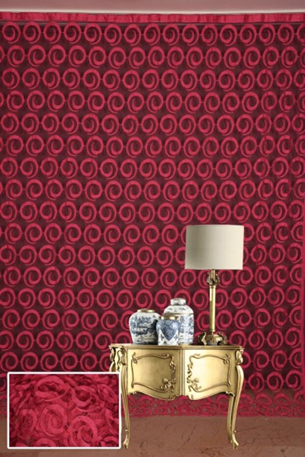 Vakko Model Fuchsia Color Rope Curtain Ready Made Buttons Sewn on Rope Curtain 300*270 cm