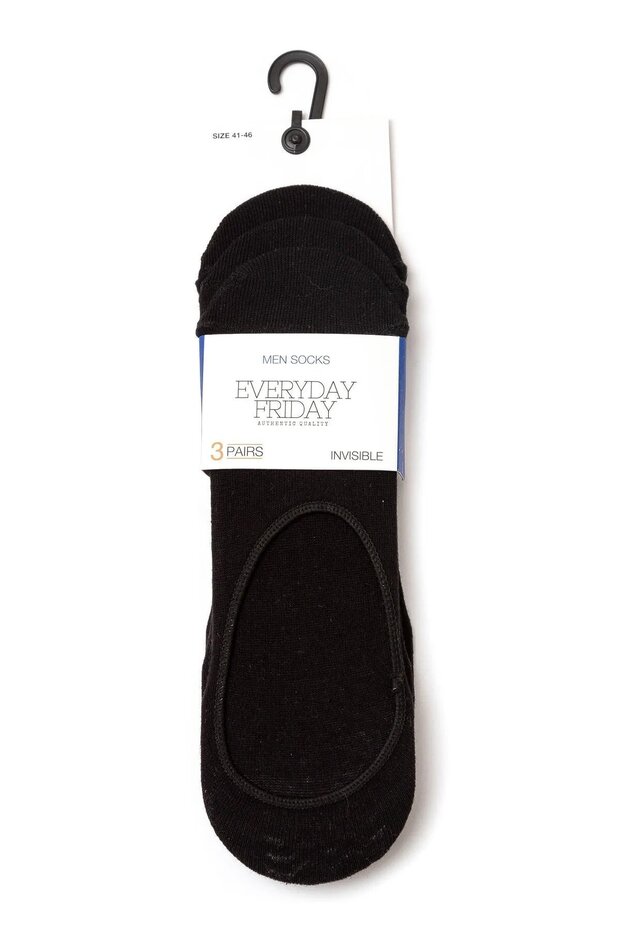 Men's 3-Piece Black Ballerina Socks