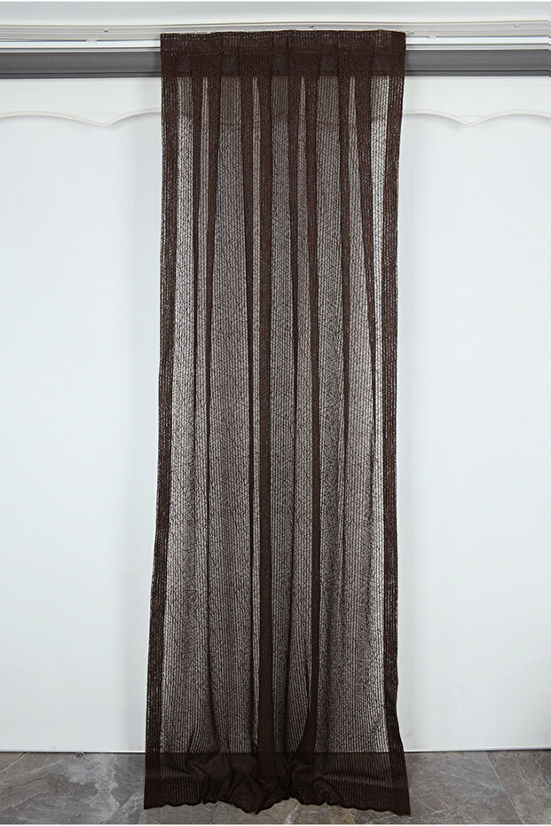 STRIPED MODEL BLACK BROWN COLOR SINGLE WING Pleated Background Curtain 75*260 cm