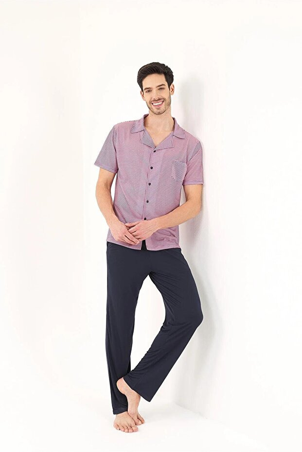 Front Buttoned 3-Piece Pajama Set 823