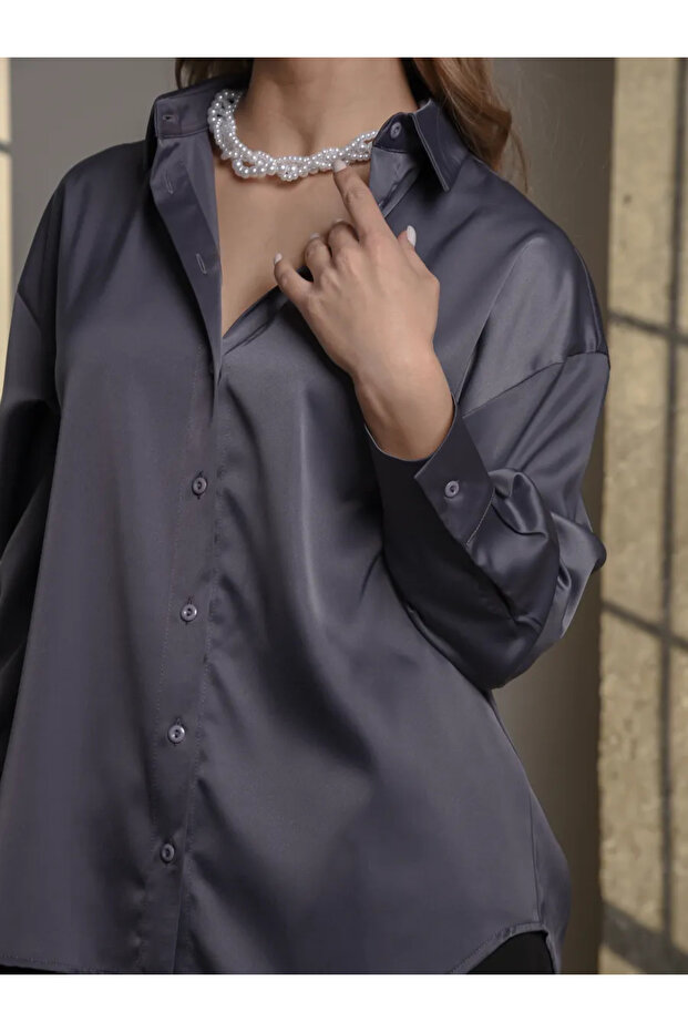 Women's Satin Shirt Long Sleeve Classic Chic Office Daily Shiny Fabric Buttoned Basic Shirt