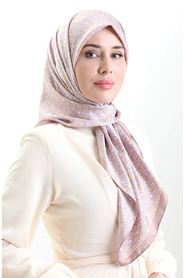 وشاح كاراكا منقوش هندسيًا من الرايون 82020-05 أرجواني فاتح