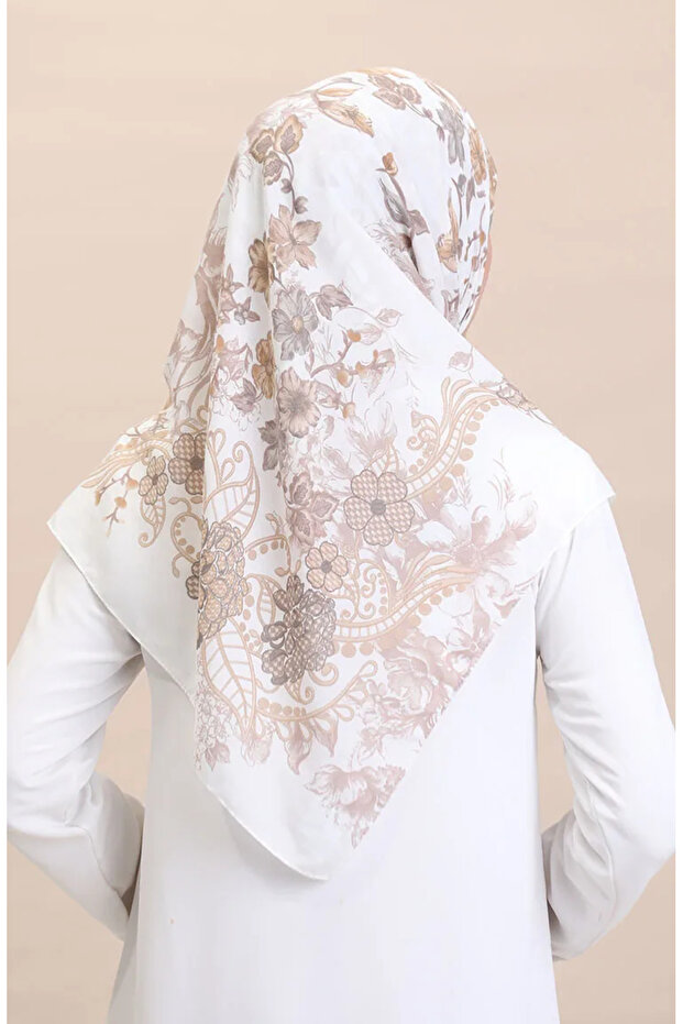 Patterned scarf cvs-06 cream beige - 3