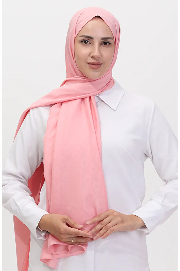 Madame Mary Damla Jacquard Shawl 19085-11 Pink