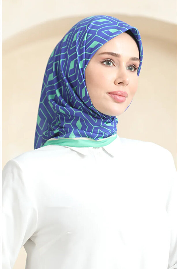 19094-06 Model Cobalt blue Green Soft Cotton Scarf