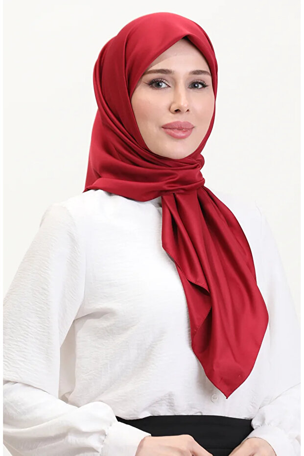 Plain Twill Scarf 19096-10 Claret Red Model Men's Shoes
