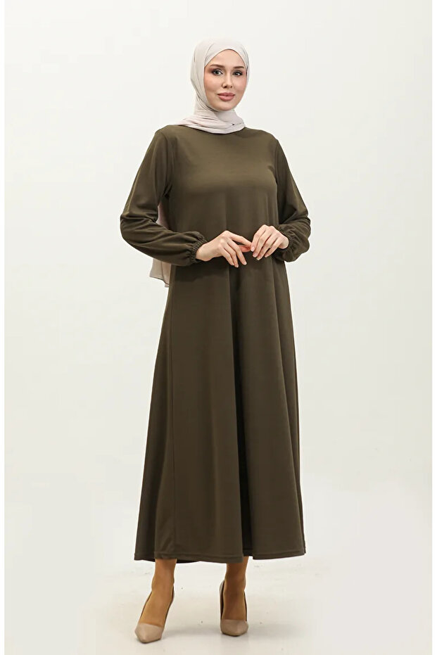 Elastic sleeve dress 0650-02 khaki