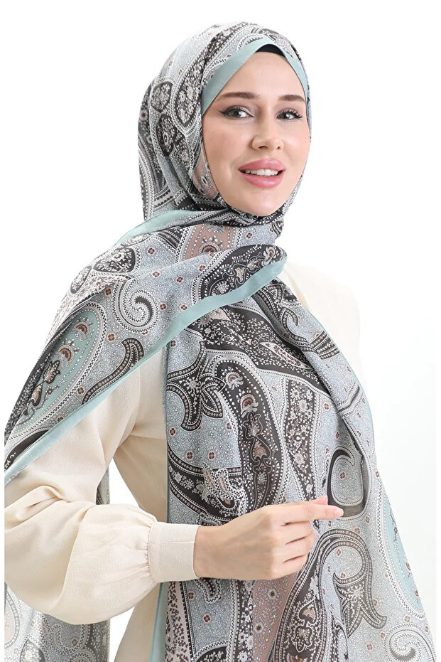 شال قطن منقوش من كاراكا 82001-10 أخضر