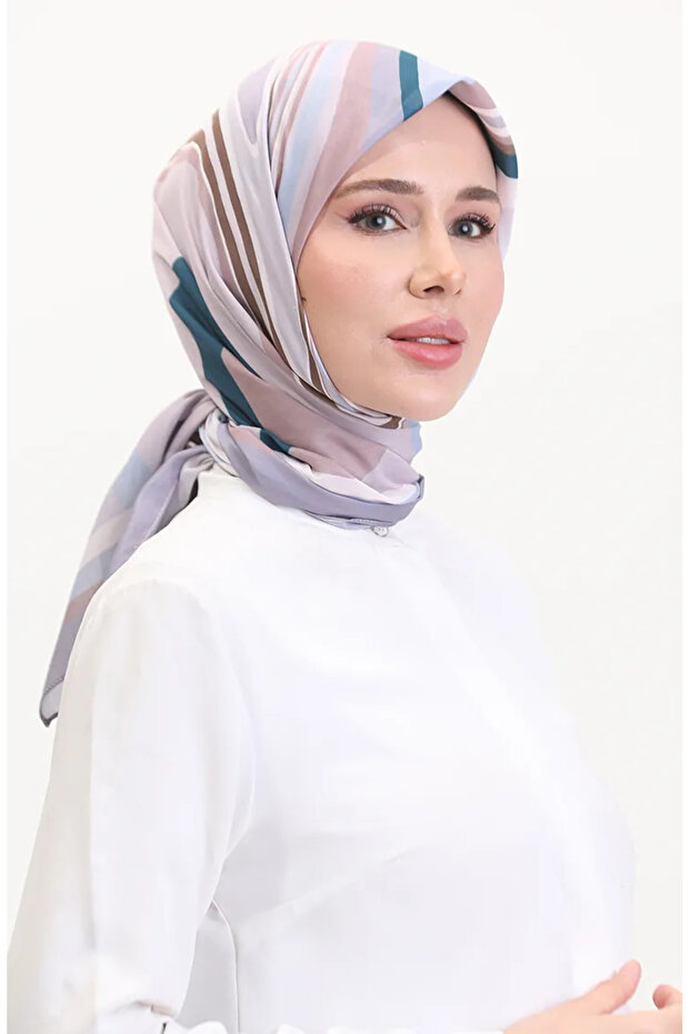 Patterned Soft Scarf 70254-06 Mustard Petrol