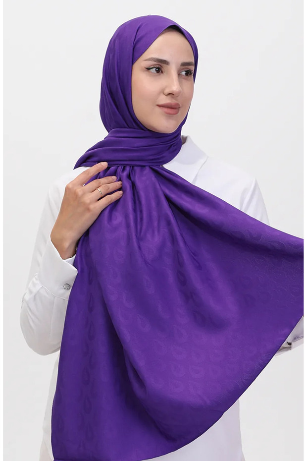 Madame Mary Damla Jacquard Shawl 19085-09 Purple