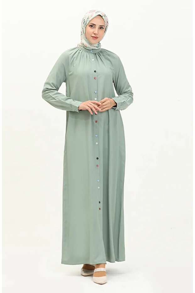 Double button viscose dress 5110-04 water green