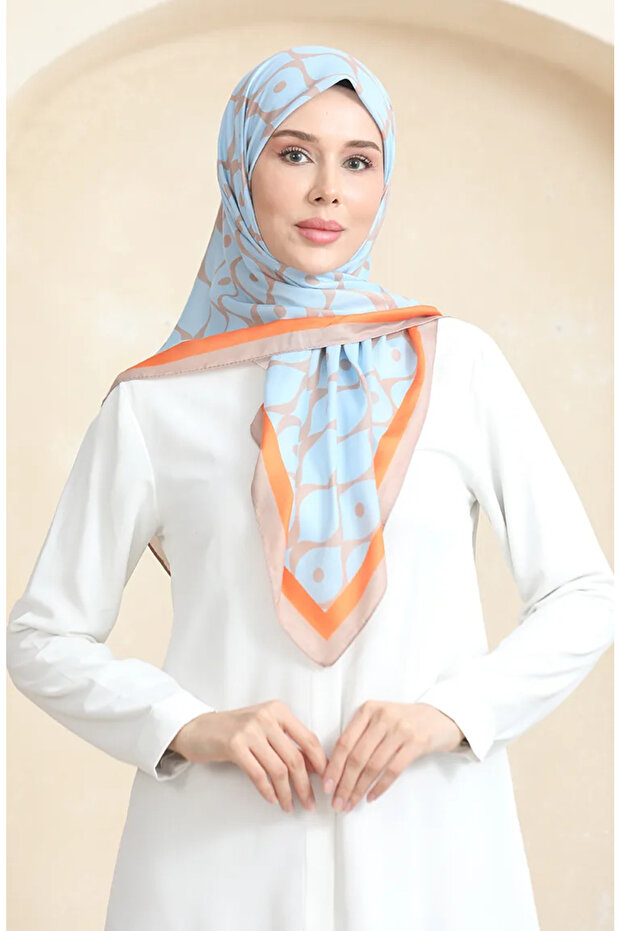 Soft Cotton Scarf 19090-12 Mink Baby Blue