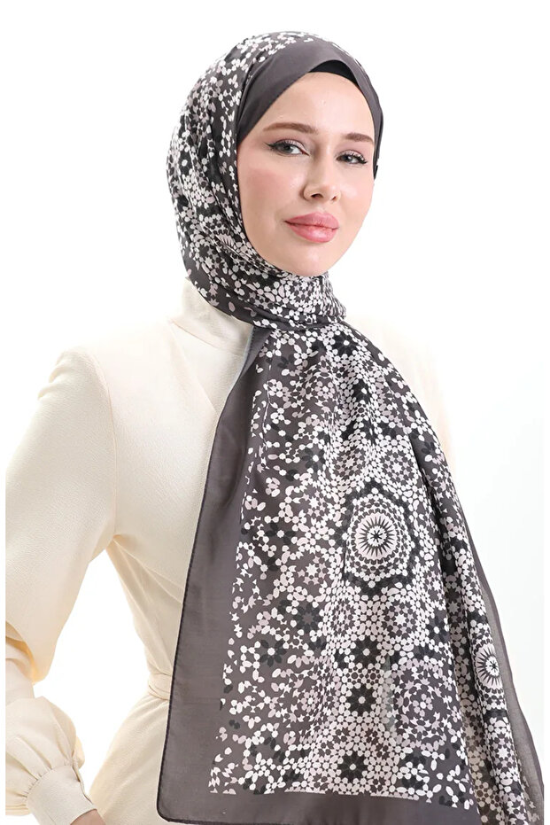 شال ناعم منقوش 70297-19 بودرة بنية مريرة