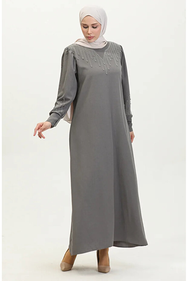 Stone printed dress 0406-03 gray