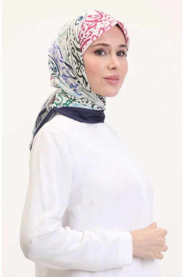 وشاح ناعم منقوش 70243-12 كحلي كاكي