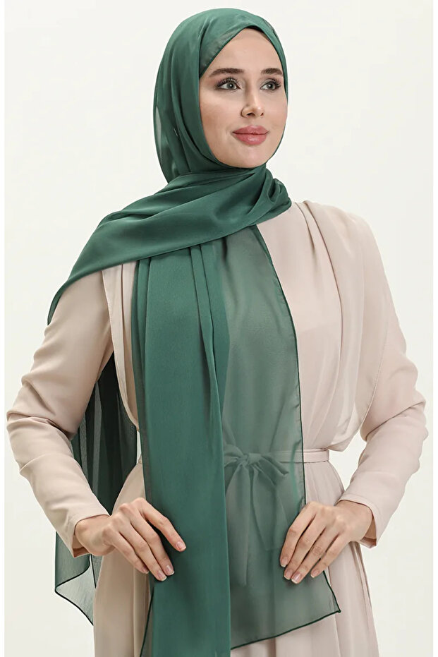 شال شيفون أخضر زمردي من Aymina Janjan - 7586-04