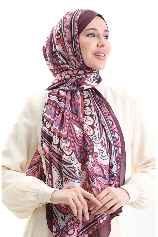 Ethnic Pattern Soft Shawl 70295-01 Plum