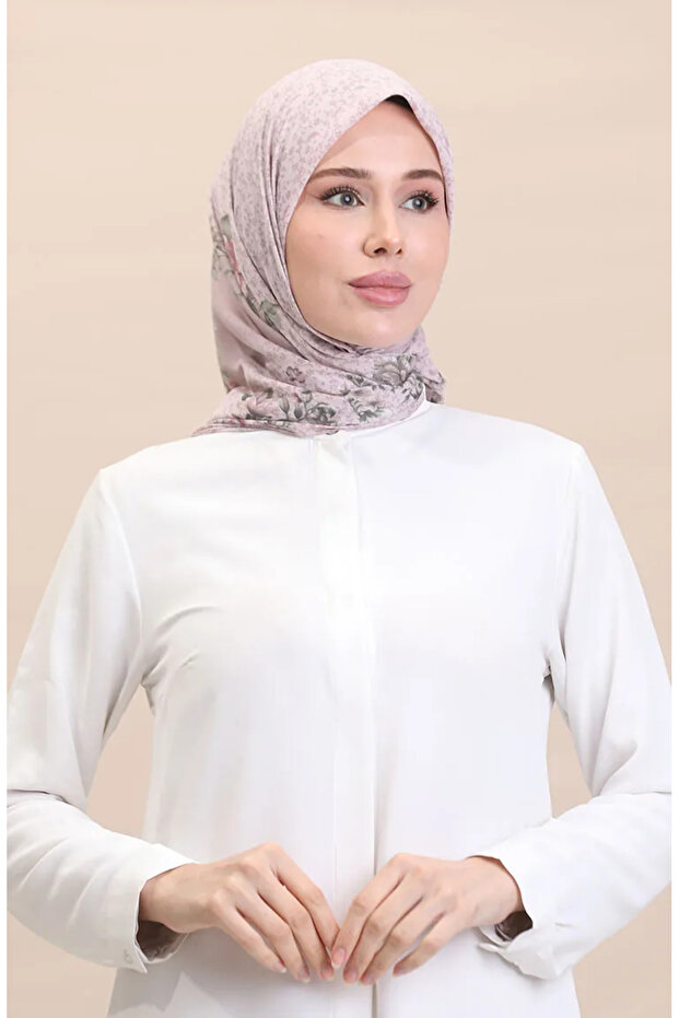 وشاح منقوش باللون الليلكي الفاتح - Flover-10