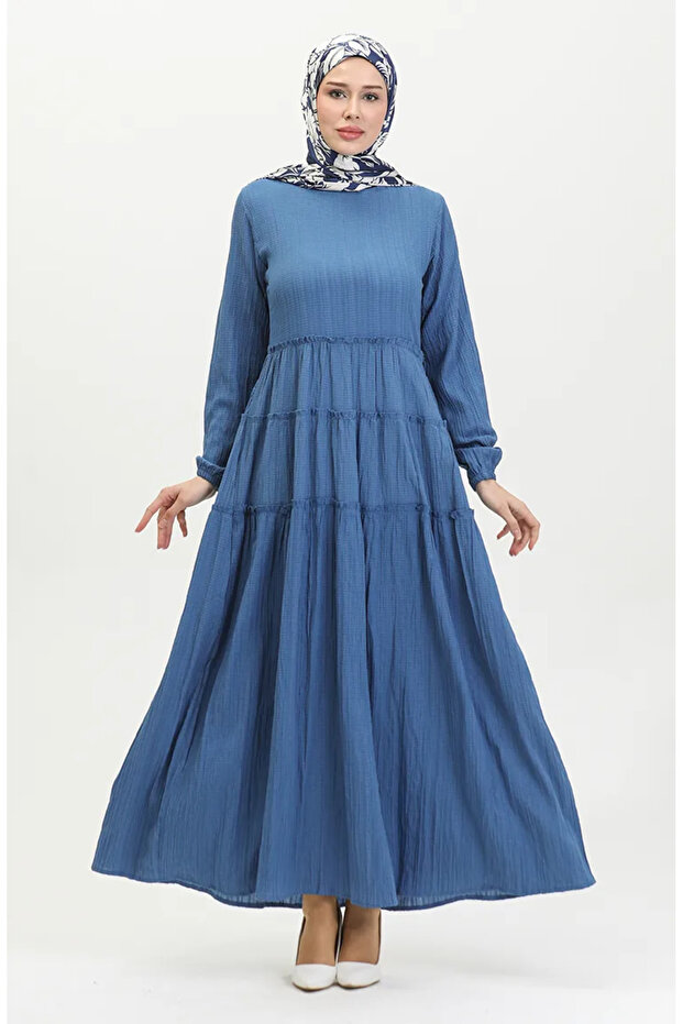 Pleated dress 0395-02 indigo
