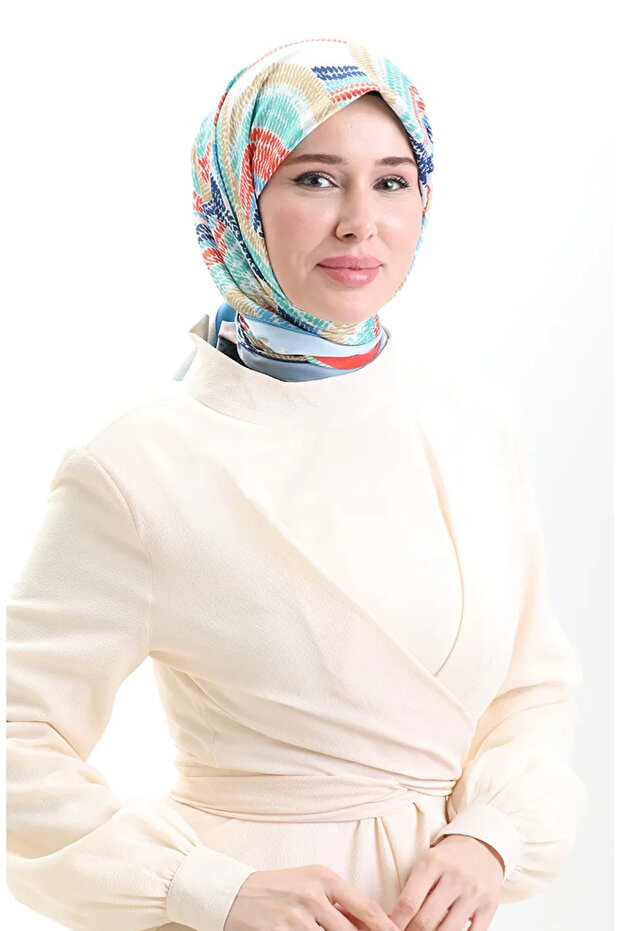 كاراكا رايون وشاح 81055-12 أزرق داكن برتقالي