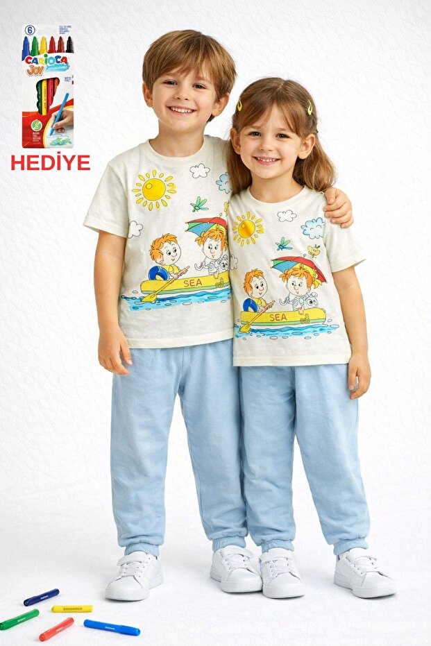 Kids Pajama Set with the Cutest Characters, Colorable with Its Special Pen (Does Not Leave Stains After Washing)