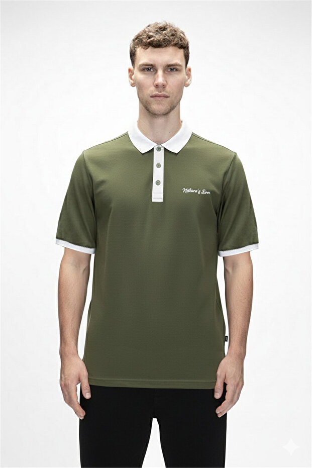 Awake pale green polo collar men's t-shirt