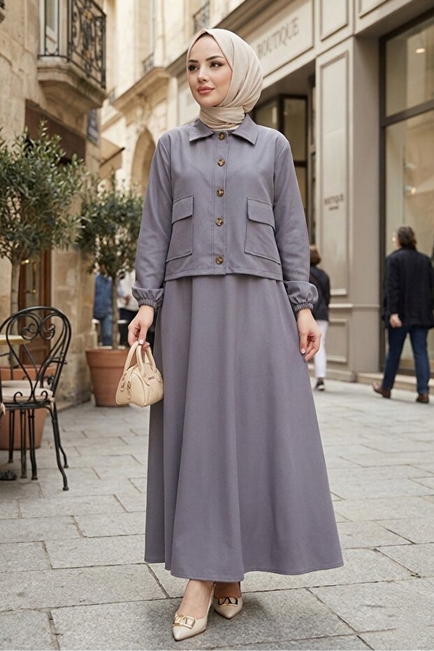 Faylin Jacket Dress Double Suit 1565 - Gray