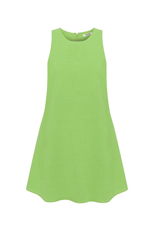 A FORM MİNİ KETEN ELBİSE - 4