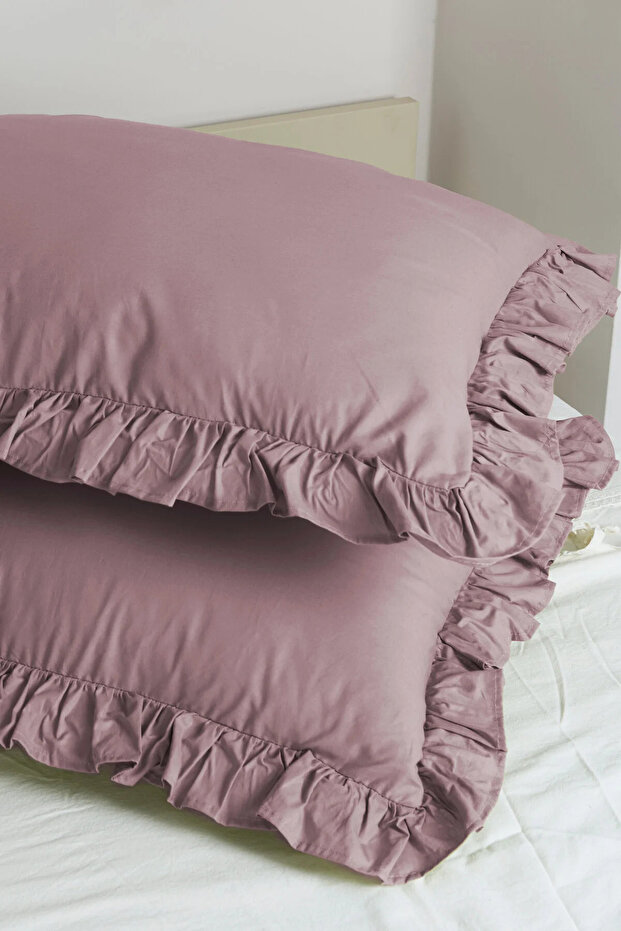 2-Piece Pillowcase 100% Cotton Ruffled 50X70Cm | Suitable for Bedding Sets and Duvet Covers