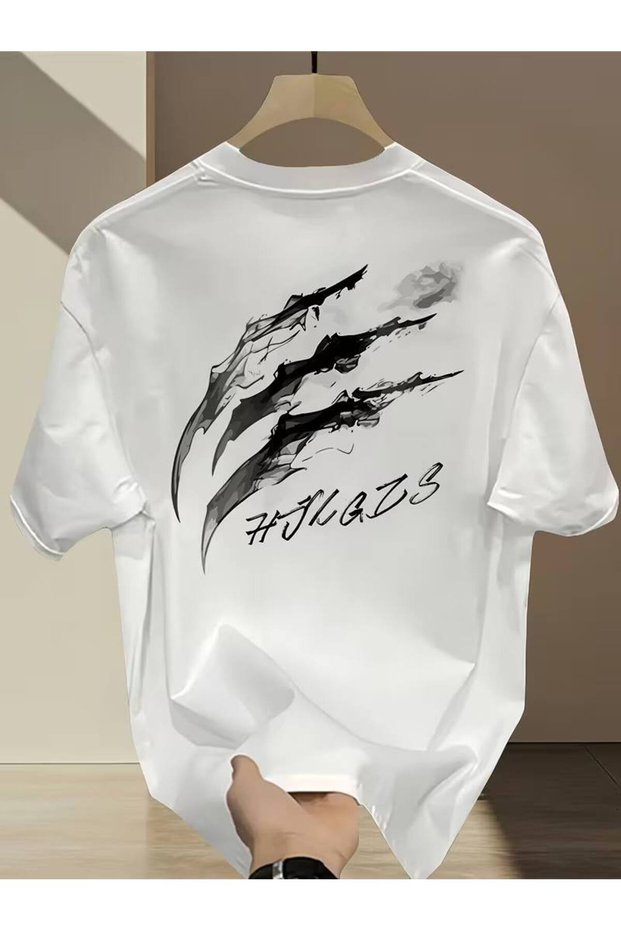 Oversized White Unisex T-Shirt Printed Relaxed Fit Casual Stylish Streetwear