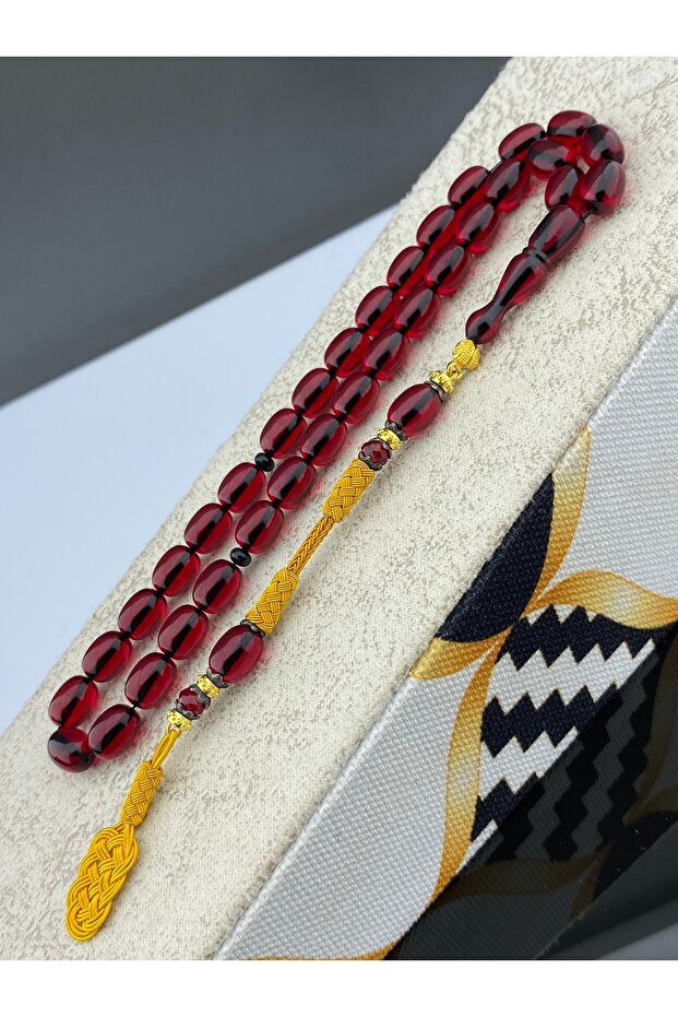 Fire Amber Prayer Beads Trabzon Hand Knitted Kazaz Tassel, Men's Prayer Beads Gift Prayer Beads