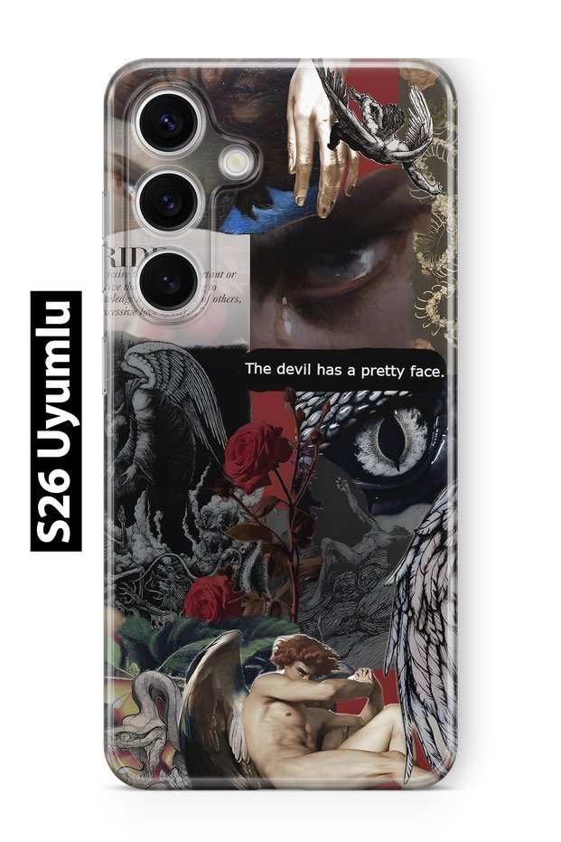 Samsung Galaxy S26 Compatible Devil Face Patterned Transparent Phone Case