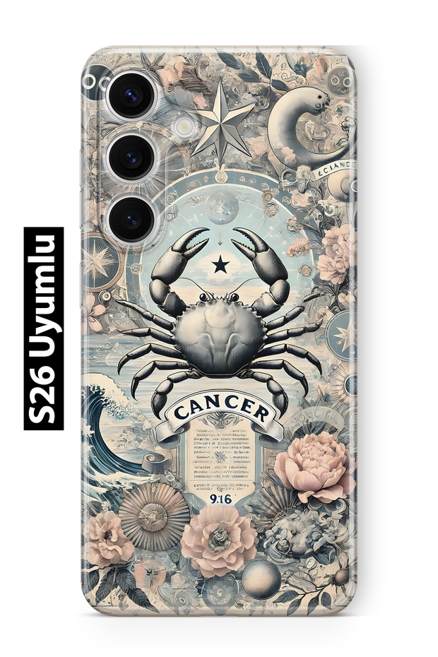 Samsung Galaxy S26 Compatible Cancer Zodiac Sign Patterned Transparent Phone Case