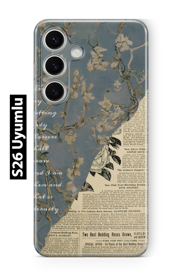 Samsung Galaxy S26 Compatible Vintage Newspaper Collage Patterned Transparent Phone Case
