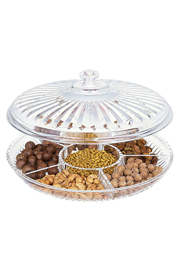 Acrylic Nuts/Candy Tray With Lid, 6 Portion, BA4117