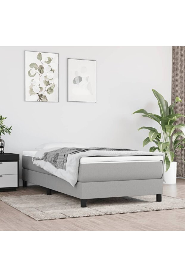 Box spring bed frame, light grey, 80x200 cm, textile