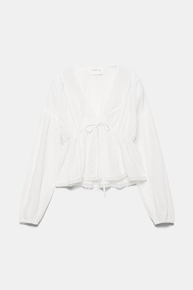 Beyaz nakışlı bluz - 7