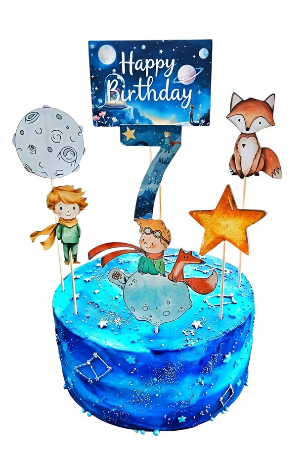 The Little Prince Cake Decoration and the Little Prince 7Th Birthday Concept - Thick Paper Print