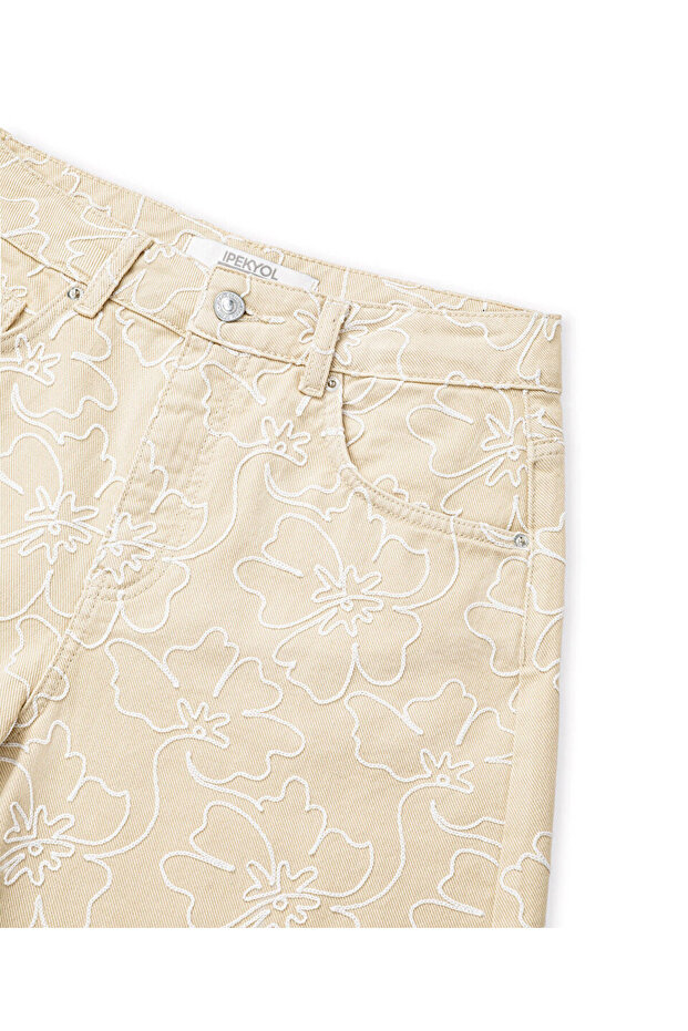 Çiçek nakışlı denim şort - 2