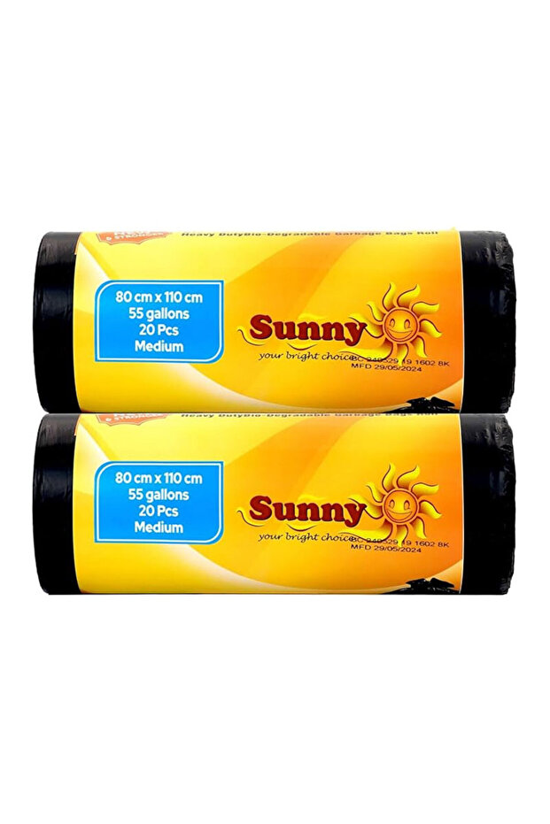 Black Garbage Bags Medium Roll (80x110cm, 2x20 Pack)