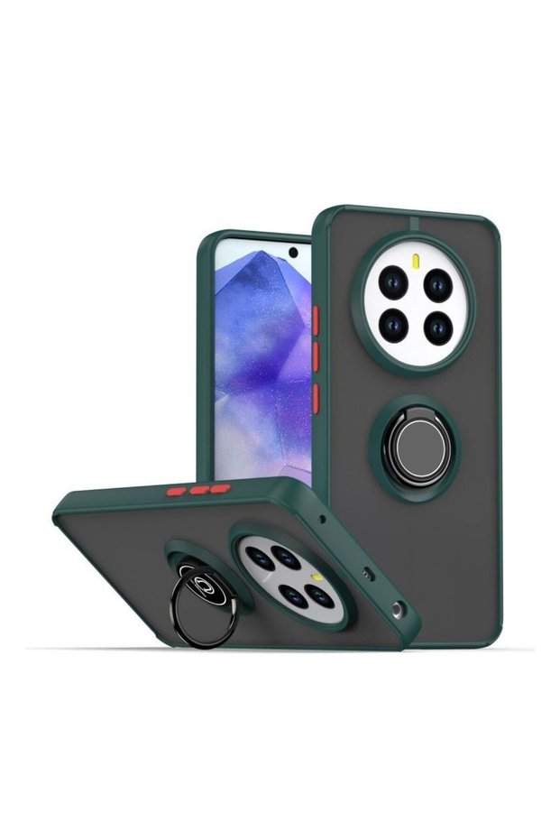 Realme 12 Pro Compatible Case with Ring Stand Extra Impact Protection Hard Silicone Cover - Green