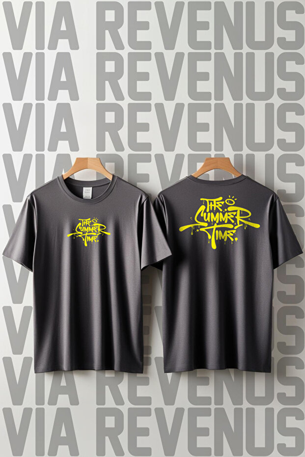 The Summer Time Front and Back Printed Crew Neck Loose Fit 100% Cotton Unisex Tshirt
