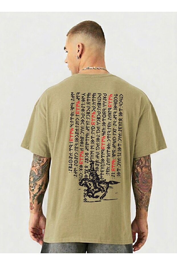 Göktürk Letters Special Design T-Shirt Oversize Unisex Göktürk