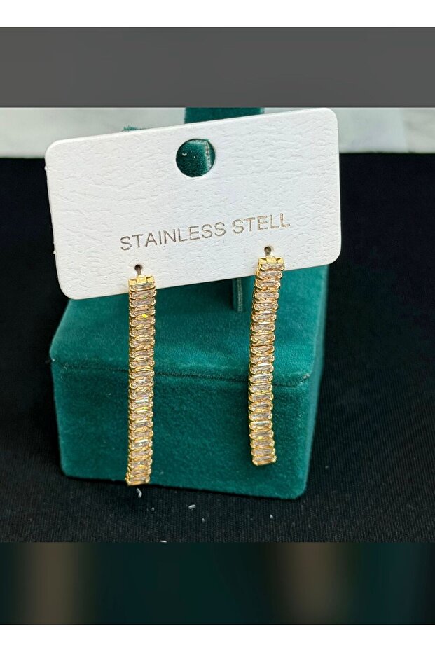 Waterway Baguette Zircon Stone Women's Steel Earrings