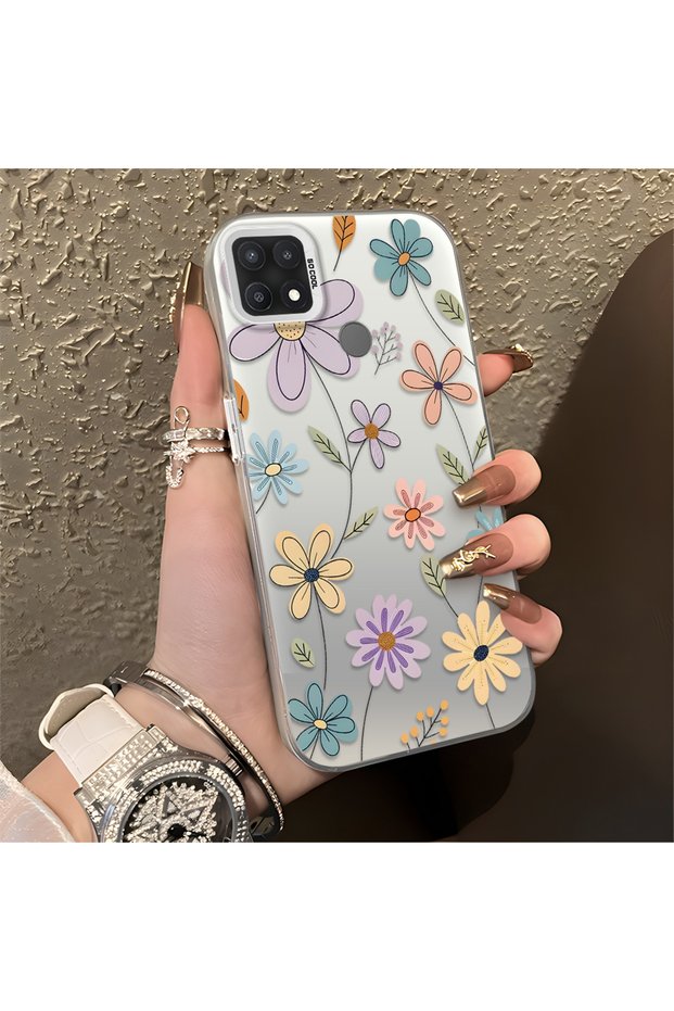 Oppo A15/A15S Compatible Stylish Floral Pattern Anti-Drop Protective Phone Case